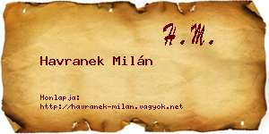 Havranek Milán névjegykártya